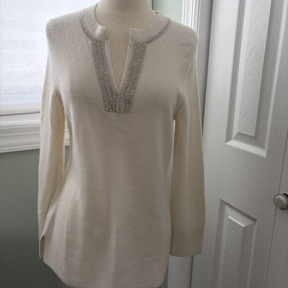 Tommy Bahama Embellished Casmere Tunic Soft Silver XS NWT